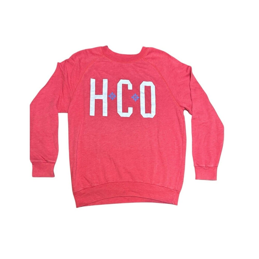 Hollister Small Coral Red HCO Logo Crewneck Sweatshirt Pullover‎ Long Sleeve S